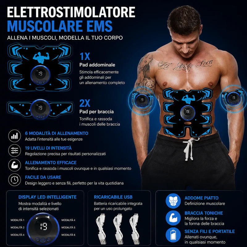 Stimolatore EMS Addominale 3 in 1